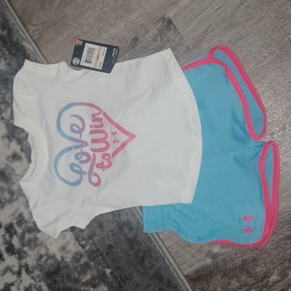 Girls Infant Baby Toddler Under Armour UA Shorts Outfit Size Sz 12 mths NEW!